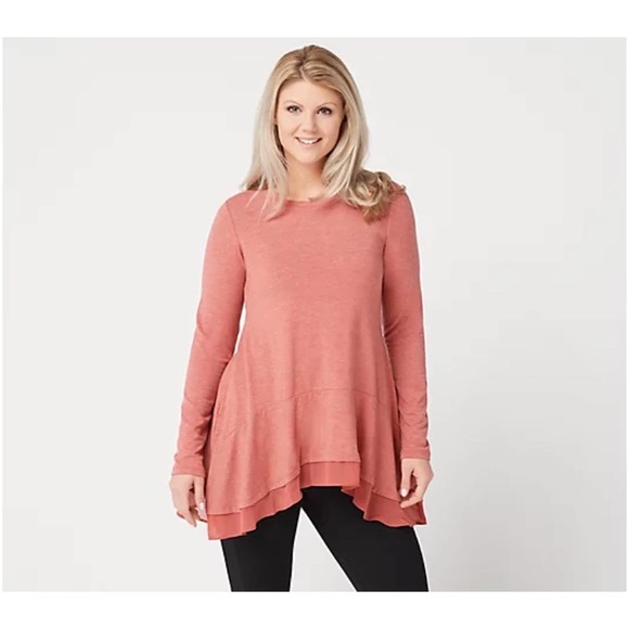 LOGO lounge jersey knit tunic chiffon hem medium